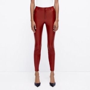 ZARA Hi-Rise Faux Leather Leggings
